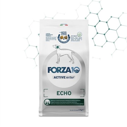 FORZA10 Echo Active – Alimento Dietetico Completo per Cani con Otiti Ricorrenti e Intolleranze Alimentari 4kg