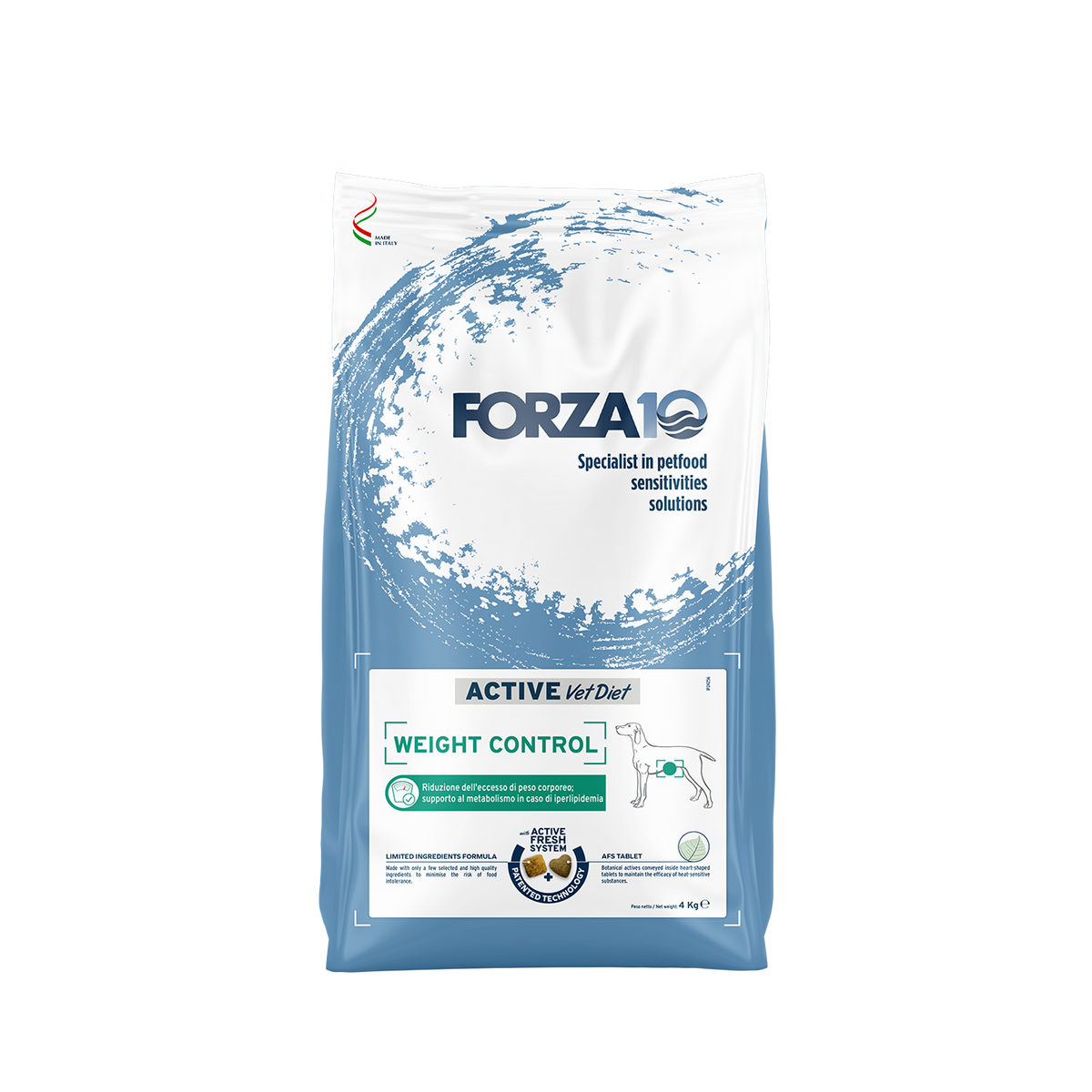 FORZA10 Weight Control Active 4 kg – Alimento Dietetico Completo per Cani in Sovrappeso e con Disturbi del Metabolismo Glucidico e Lipidico