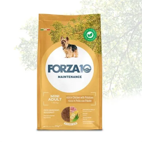 FORZA10 Adult Mini Pollo e Patate 2 kg – Crocchette al Pollo per Cani Adulti di Piccola Taglia