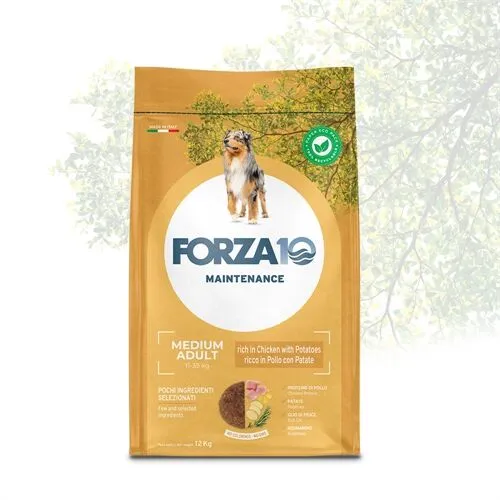 FORZA10 Adult Medium Pollo e Patate 12,5 kg – Crocchette al Pollo per Cani Adulti di Taglia Media