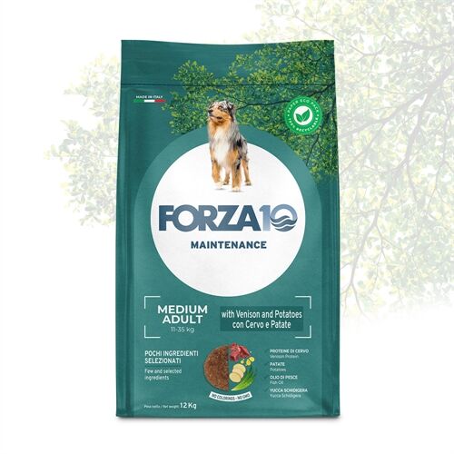 FORZA10 Adult Medium Cervo e Patate – Crocchette al Cervo per Cani Adulti di Taglia Media 12kg