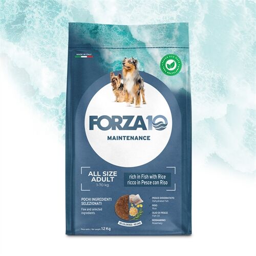 FORZA10 Adult All Breeds con Pesce e Riso – Alimento Completo per Cani Adulti di Tutte le Taglie 12kg