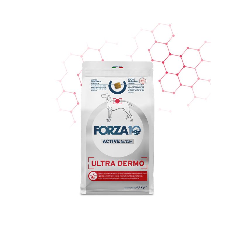 FORZA10 Ultra Dermo Active – Alimento Dietetico Completo per Cani con Dermatiti e Intolleranze Alimentari 1,5kg
