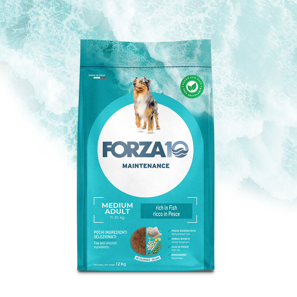 FORZA10 Adult Medium Pesce – Crocchette al Pesce per Cani Adulti di Taglia Media 12kg