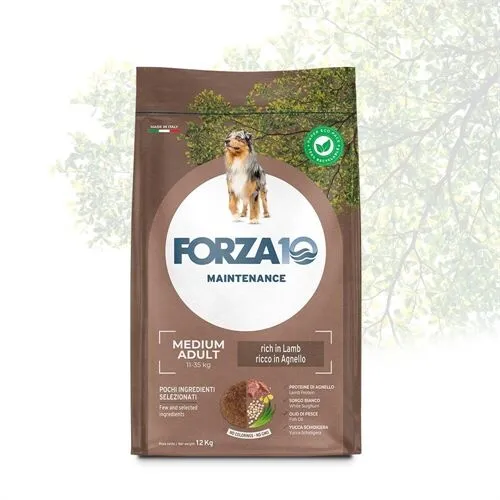 FORZA10 Adult Medium Agnello e Riso 12 kg – Crocchette all'Agnello per Cani Adulti di Taglia Media