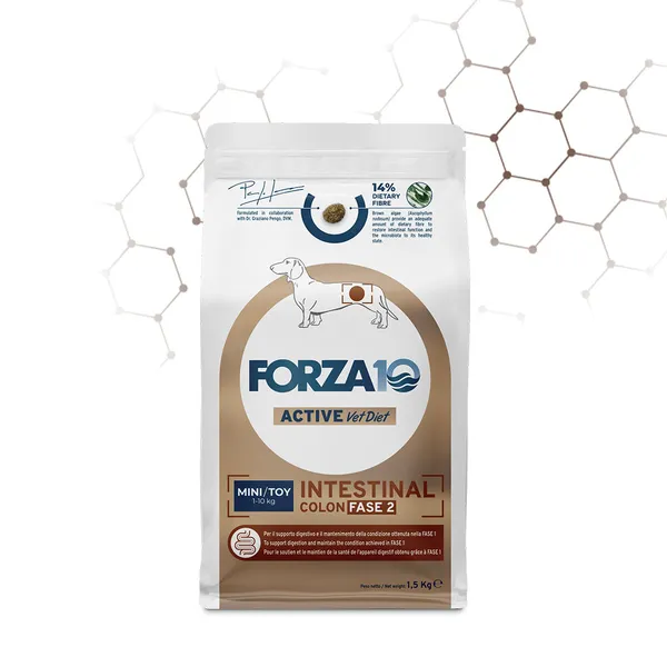 FORZA10 Intestinal Colon Fase II Mini/Toy – Pesce 1,5 kg | Alimento Dietetico Completo per il Supporto Digestivo dei Cani di Piccola Taglia