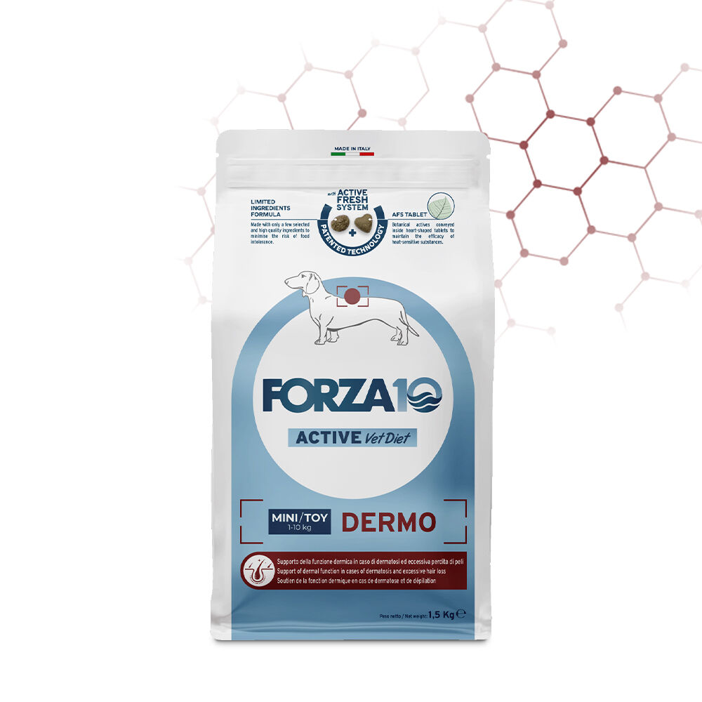 FORZA10 Dermo Active Mini/Toy 1,5kg – Alimento Dietetico per Cani di Piccola Taglia con Problemi Cutanei