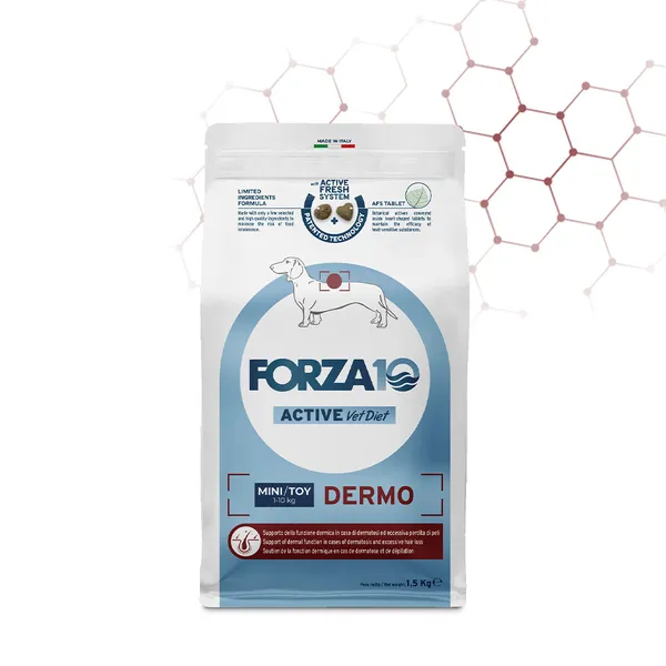FORZA10 Dermo Active Mini/Toy 1,5kg – Alimento Dietetico per Cani di Piccola Taglia con Problemi Cutanei