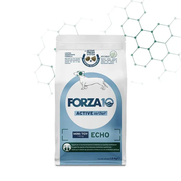FORZA10 Mini/Toy Echo Active 1,5kg – Alimento Dietetico per Cani di Piccola Taglia con Otiti e Intolleranze Alimentari