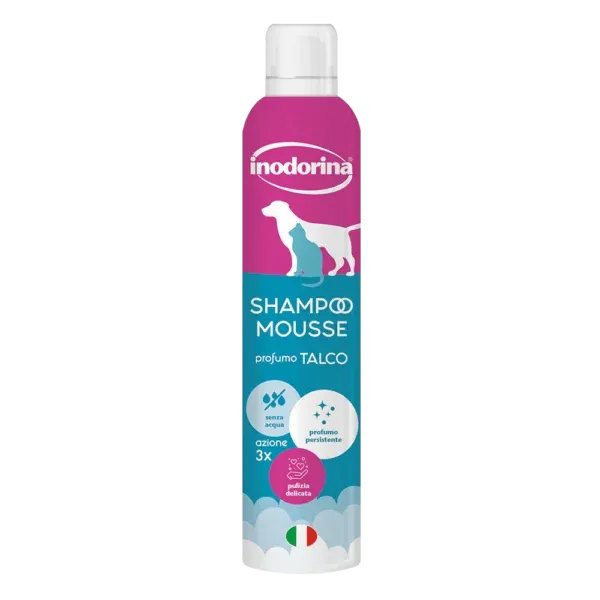 Inodorina Shampoo Mousse a Secco Talco 300ml per Cani e Gatti