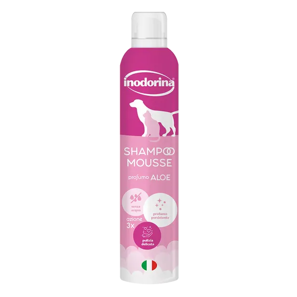 Inodorina Shampoo Mousse a Secco Aloe Vera 300ml per Cani e Gatti