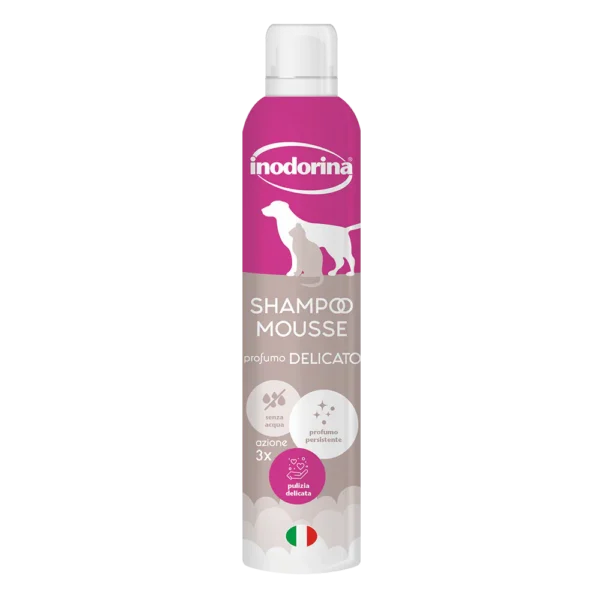 Inodorina Shampoo Mousse a Secco Delicato 300ml per Cani e Gatti