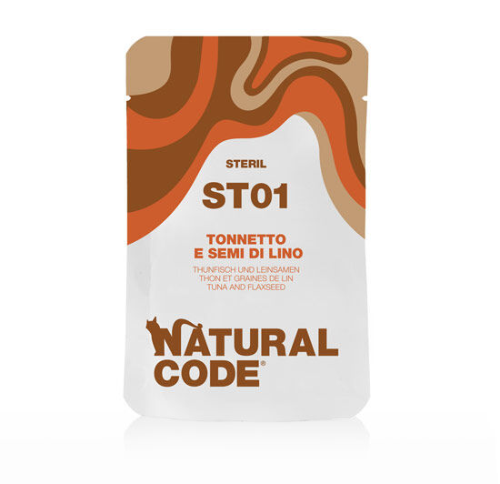 Natural Code Bustine Sterilised 70g Tonnetto e semi di lino