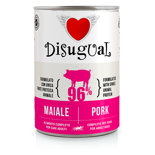 Disugual MonoProtein Adult Dog 400g – Alimento Umido Completo Monoproteico Grain Free per Cani Adulti Maiale