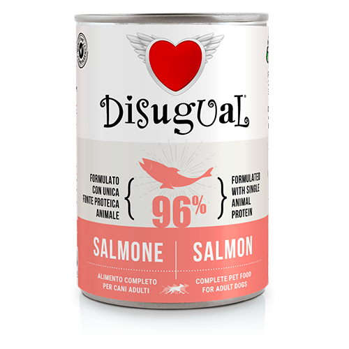 Disugual MonoProtein Adult Dog 400g – Alimento Umido Completo Monoproteico Grain Free per Cani Adulti Salmone