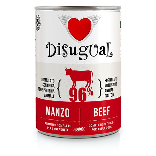 Disugual MonoProtein Adult Dog 400g – Alimento Umido Completo Monoproteico Grain Free per Cani Adulti Manzo