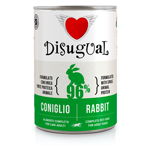 Disugual MonoProtein Adult Dog 400g – Alimento Umido Completo Monoproteico Grain Free per Cani Adulti Coniglio