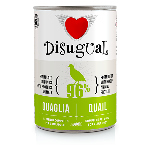 Disugual MonoProtein Adult Dog 400g – Alimento Umido Completo Monoproteico Grain Free per Cani Adulti Quaglia