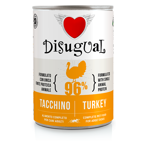 Disugual MonoProtein Adult Dog 400g – Alimento Umido Completo Monoproteico Grain Free per Cani Adulti Tacchino