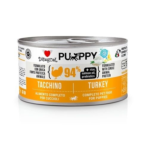 Disugual MonoProtein Small Dog Puppy 150g – Alimento Umido Completo per Cuccioli di Piccola Taglia Tacchino