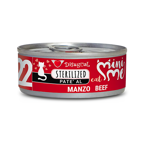 Disugual Mini-Me Sterilised 85g – Alimento Umido Completo in Paté per Gatti Sterilizzati Manzo
