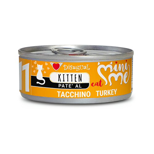 Disugual Mini-Me Kitten 85g - Alimento umido completo in paté per gattini in crescita Tacchino