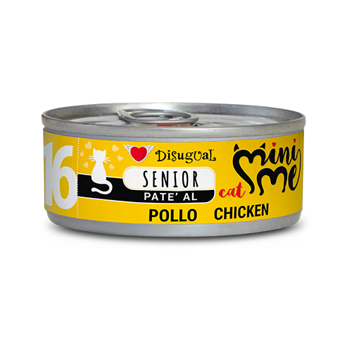 Disugual Mini-Me Senior 85g - Alimento umido completo in paté per gatti anziani Pollo