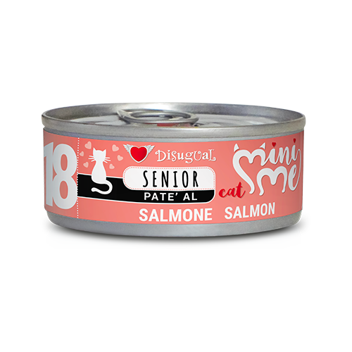 Disugual Mini-Me Senior 85g - Alimento umido completo in paté per gatti anziani Salmone