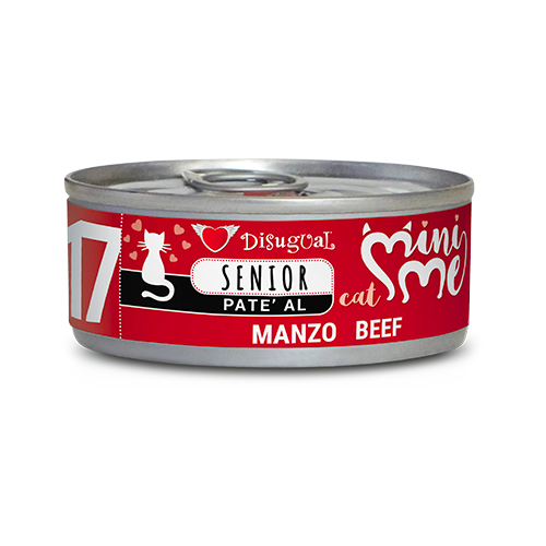 Disugual Mini-Me Senior 85g - Alimento umido completo in paté per gatti anziani Manzo