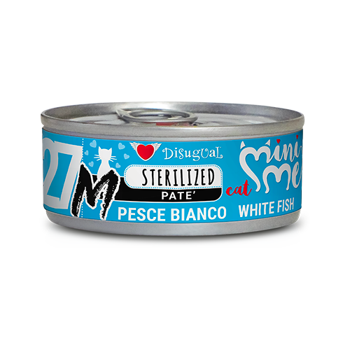 Disugual Mini-Me MonoProtein 85g – Alimento Umido Completo Monoproteico in Paté per Gatti Pesce Bianco-Sterilised