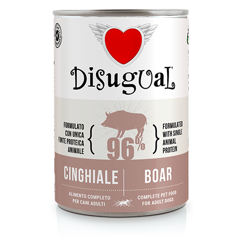 Disugual MonoProtein Adult Dog 400g – Alimento Umido Completo Monoproteico Grain Free per Cani Adulti Cinghiale