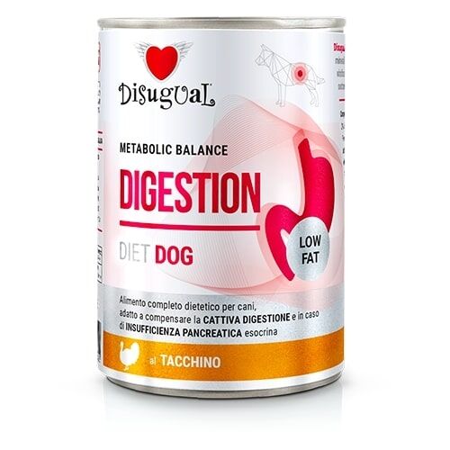 Disugual Metabolic Balance Digestion Low Fat 400g – Alimento Dietetico Umido per Cani con Cattiva Digestione e Insufficienza Pancreatica Tacchino