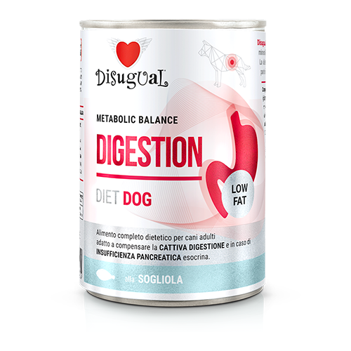 Disugual Metabolic Balance Digestion Low Fat 400g – Alimento Dietetico Umido per Cani con Cattiva Digestione e Insufficienza Pancreatica Sogliola