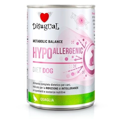 Disugual Metabolic Balance Hypoallergenic 400g – Alimento Dietetico Umido Monoproteico per Cani con Intolleranze Alimentari Quaglia