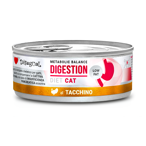 Disugual Metabolic Balance Cat Digestion Low Fat 85g – Alimento Dietetico Umido per Gatti con Cattiva Digestione e Insufficienza Pancreatica Tacchino