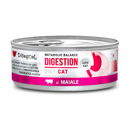 Disugual Metabolic Balance Cat Digestion Low Fat 85g – Alimento Dietetico Umido per Gatti con Cattiva Digestione e Insufficienza Pancreatica Maiale