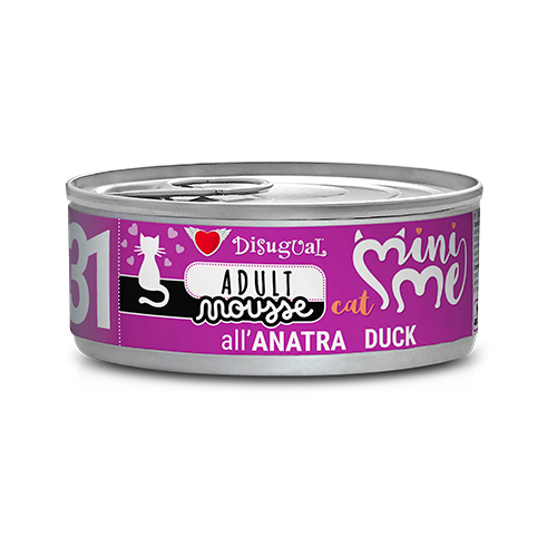 Disugual Mini-Me Mousse 85g - Alimento umido completo in morbida mousse per gatti adulti Anatra-Adult