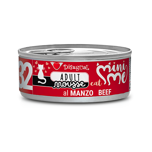 Disugual Mini-Me Mousse 85g - Alimento umido completo in morbida mousse per gatti adulti Manzo-Adult