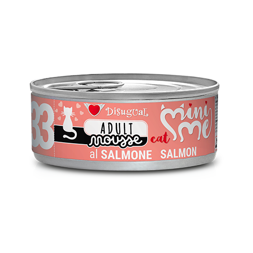 Disugual Mini-Me Mousse 85g - Alimento umido completo in morbida mousse per gatti adulti Salmone-Adult