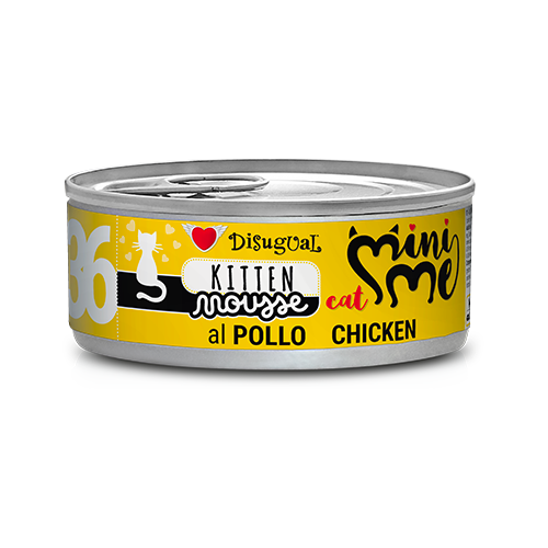 Disugual Mini-Me Mousse 85g - Alimento umido completo in morbida mousse per gatti adulti Pollo-Kitten