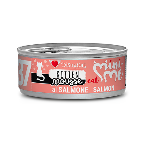 Disugual Mini-Me Mousse 85g - Alimento umido completo in morbida mousse per gatti adulti Salmone-Kitten