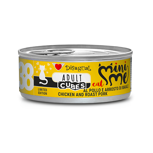Disugual Mini-me Cubes 85g - Alimento Completo per Gatti Adulti Pollo e Arrosto di Maiale-Adult