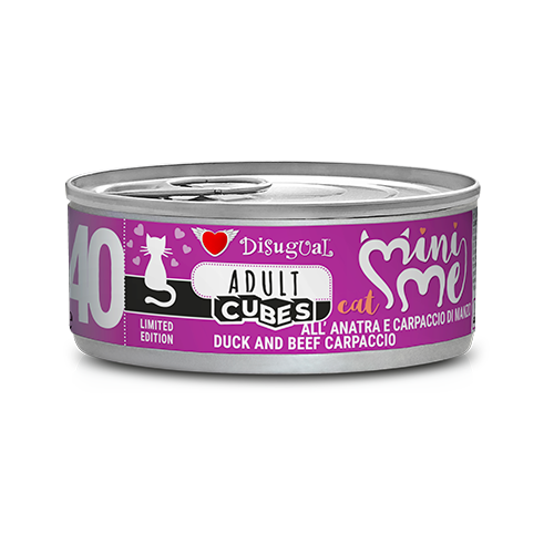 Disugual Mini-me Cubes 85g - Alimento Completo per Gatti Adulti Anatra e Carpaccio di Manzo-Adult