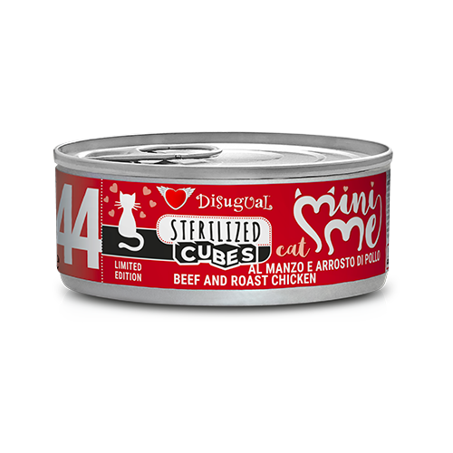 Disugual Mini-me Cubes 85g - Alimento Completo per Gatti Adulti Manzo e Arrosto di Pollo-Sterilised