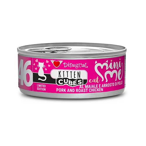 Disugual Mini-me Cubes 85g - Alimento Completo per Gatti Adulti Maiale e Arrosto di Pollo-Kitten