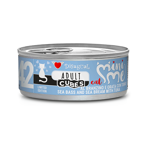 Disugual Mini-me Cubes 85g - Alimento Completo per Gatti Adulti Branzino e Orata con Tonno-Adult