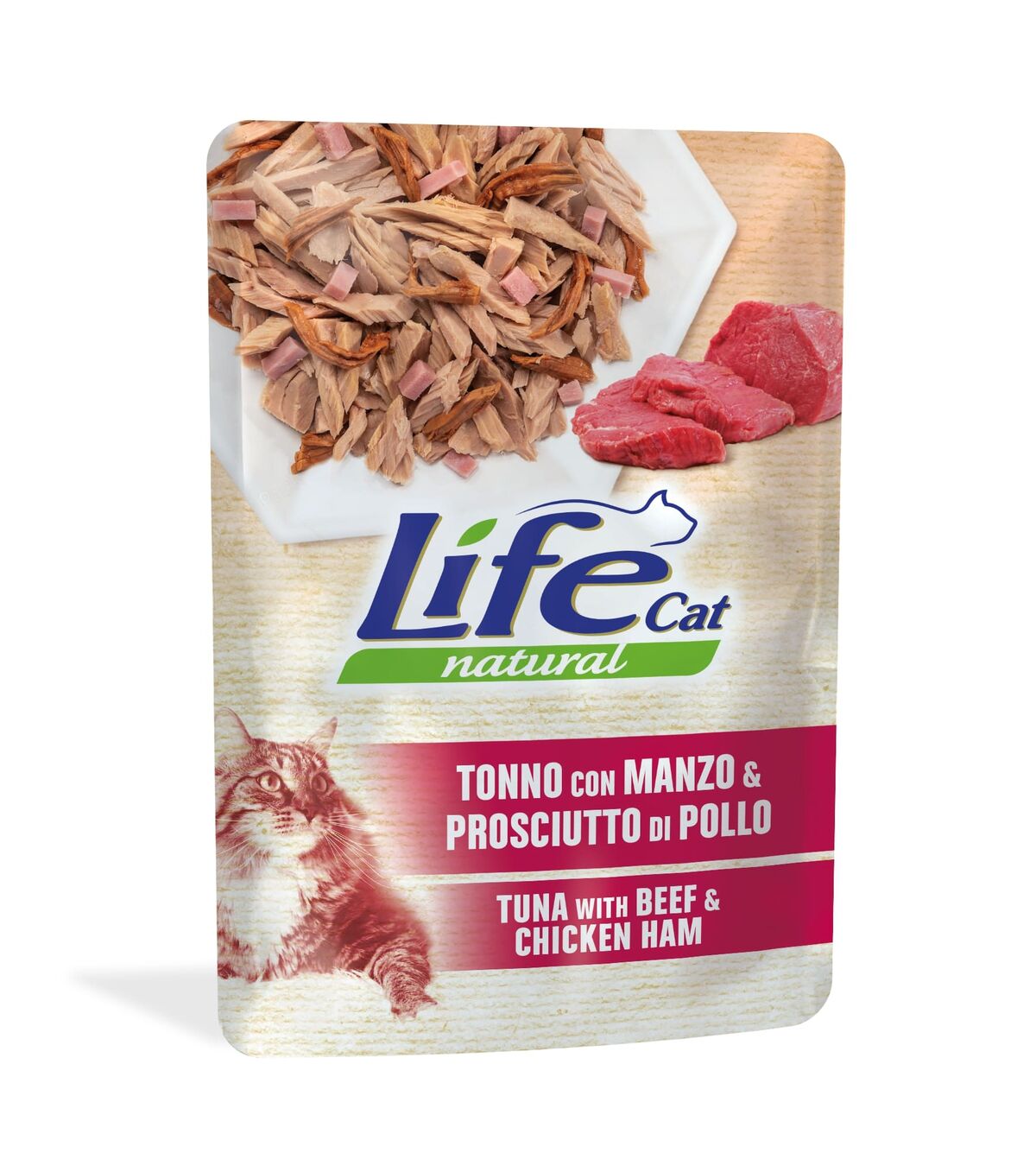 Life Cat Natural Buste Adult 70g Tonno, manzo e pollo