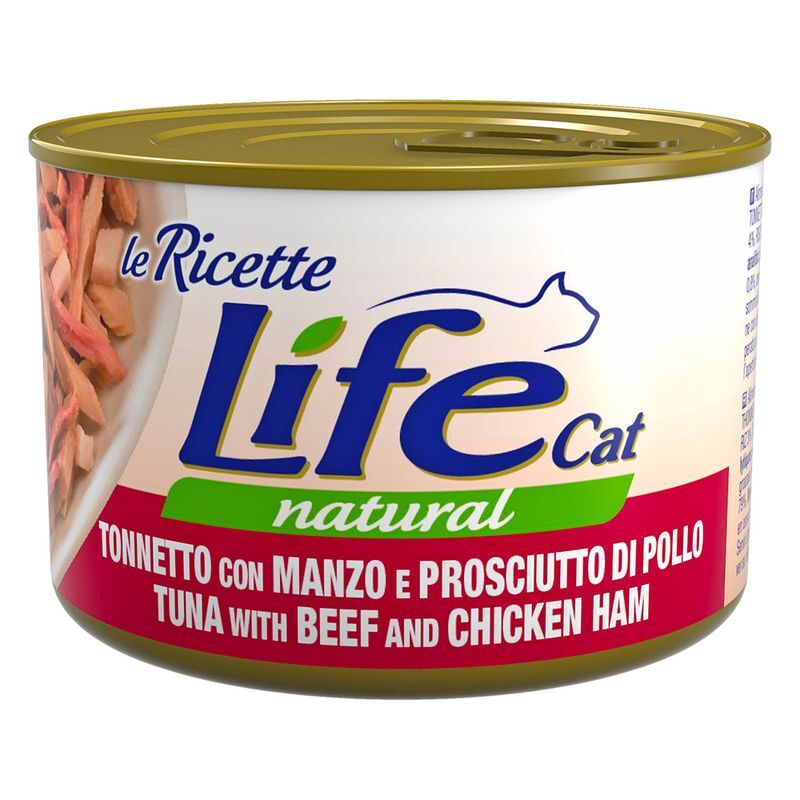 Life Cat Natural Le Ricette 150gr Tonno, Manzo e Prosciutto