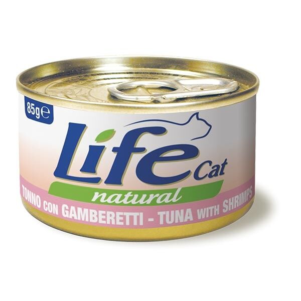 Life Cat Natural Adult Lattine 85g Tonno con gamberetti