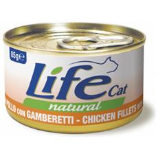 Life Cat Natural Adult Lattine 85g Pollo con gamberetti